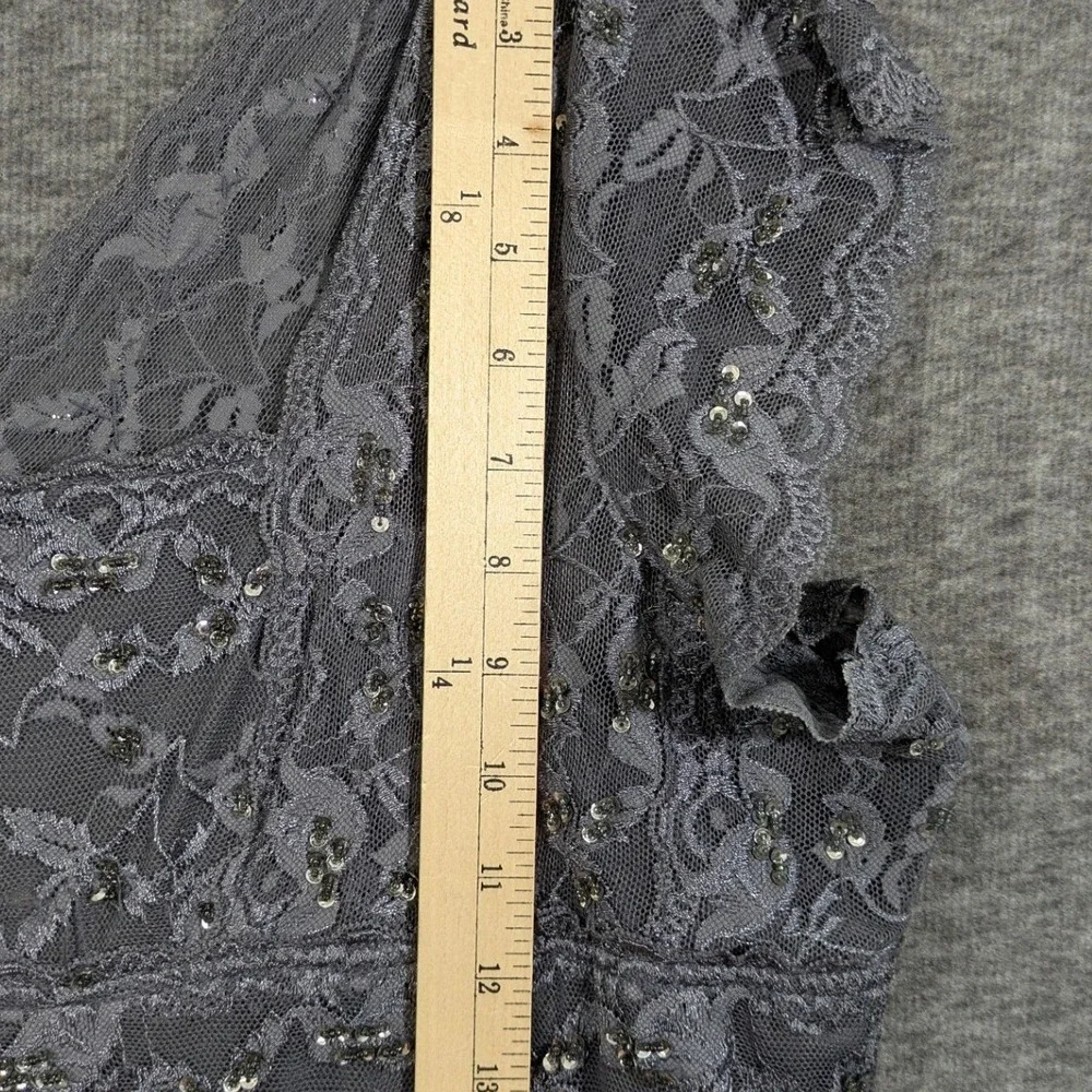 ONYX Nite Dark Gray Lace Sparkly Sequin Dress Cottage Fairy‎ Feminine Size 20W